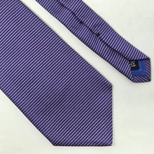 CHARLES HILL SILK BARNEYS SILK TIE PURPLE BLUE MICRO STRIPE WEAVE 3.75" X 56"